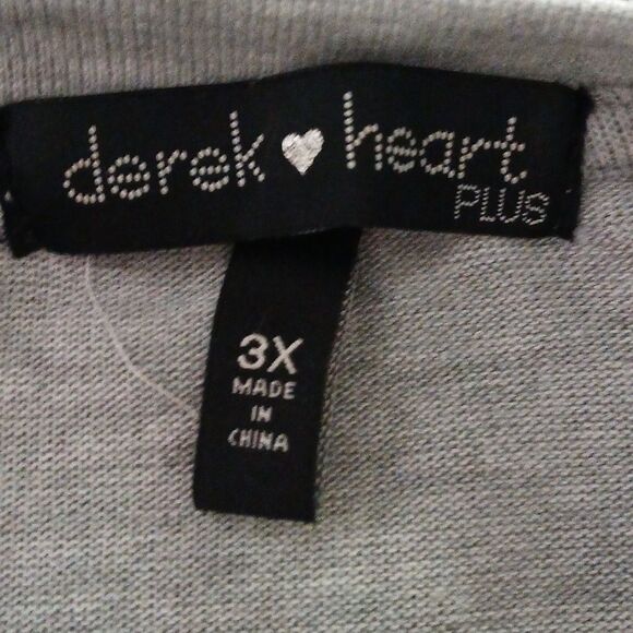 Derek Heart gray upper and blue white striped lower long sleeve top Sz 3X NWOT - Picture 5 of 5